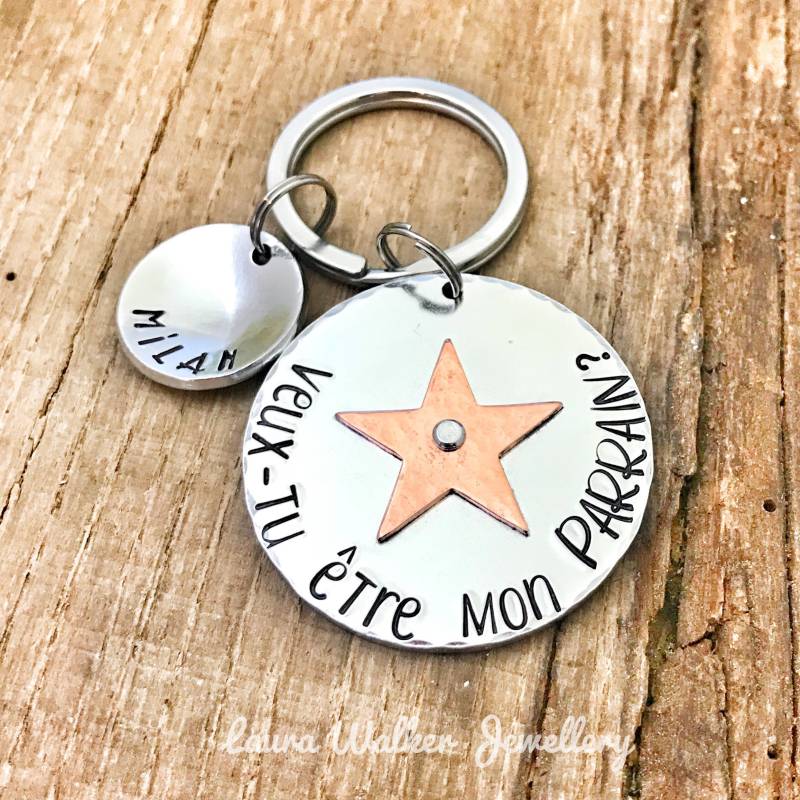 Patenwunsch, Paten-Schlüsselanhänger, Gravierter Personalisierter Nachrichten-Schlüsselanhänger, Willst Du Mein Pate Sein?, Patengeschenk Patenwunsch, Paten-Schlüsselanhänger, Gravierter Personalisierter Nachrichten-Schlüsselanhänger, Willst Du Mein Pate Sein?, Patengeschenk von LauraWalkerJewellery