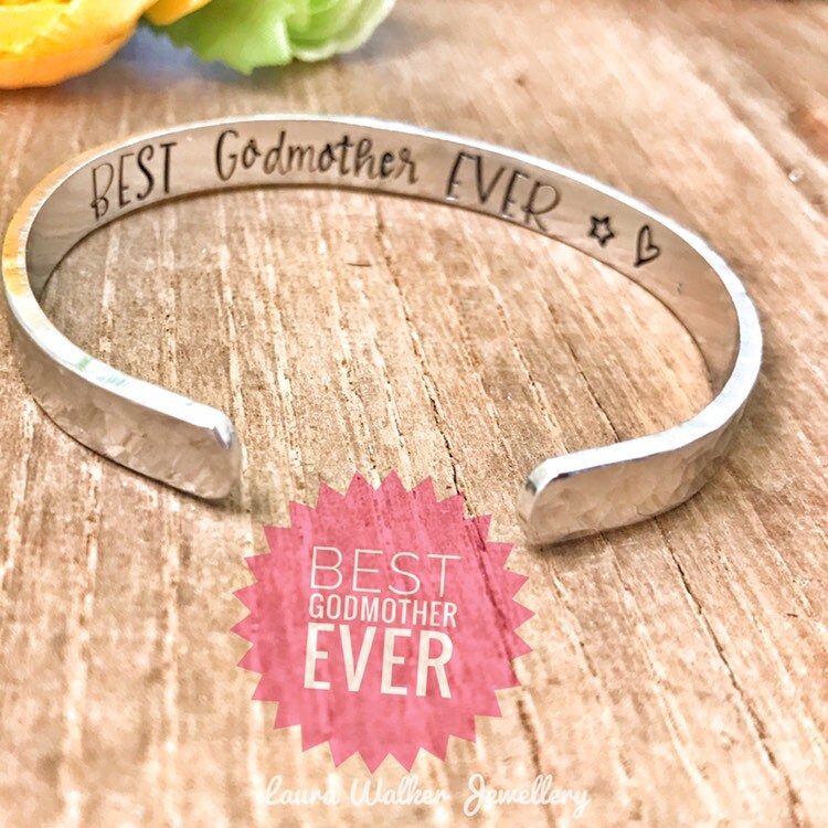 Patin Manschettenarmband, Gestempelte Manschette, Geschenkidee Patin, Schmuck Patin Manschettenarmband, Gestempelte Manschette, Geschenkidee Patin, Schmuck von LauraWalkerJewellery