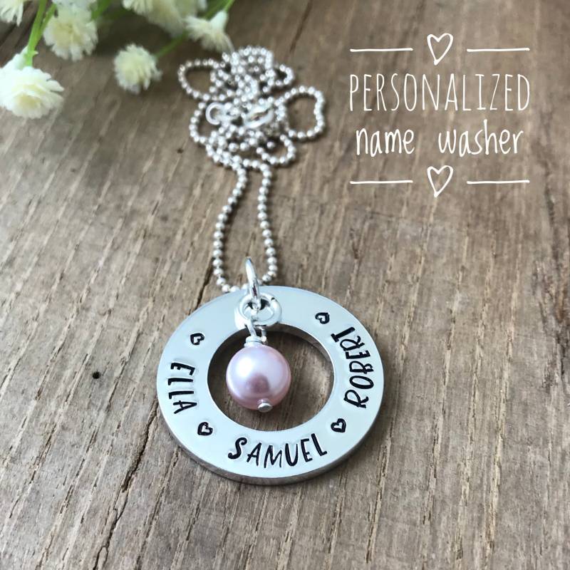 Personalisierte Gravierte Halskette Mit Vornamen, Personalisierter Schmuck Für Mutter Und Mutter, Muttertag Personalisierte Gravierte Halskette Mit Vornamen, Personalisierter Schmuck Für Mutter Und Mutter, Muttertag von LauraWalkerJewellery