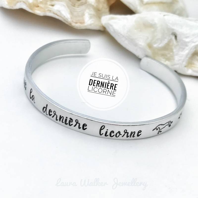 Personalisierter Armreif, Armreif Aus Aluminium, Mit Gravur, Schmuck „I Am The Last Unicorn" Personalisierter Armreif, Armreif Aus Aluminium, Mit Gravur, Schmuck „I Am The Last Unicorn" von LauraWalkerJewellery