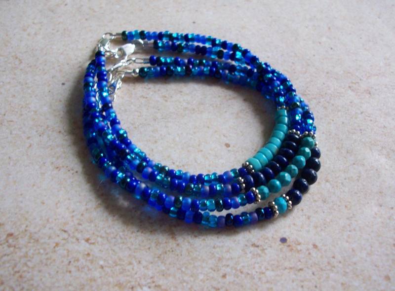 Lapis Türkis Armband Blau Lila Farbe Mix Rocawen Perle Rondelle Facettierten Edelstein Sterling Stapeln Einzigartiges Geschenk von Laurahandcrafts
