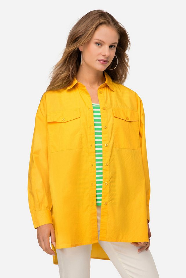 Laurasøn Hemdbluse Hemdbluse Hemdkragen gerundeter Saum Langarm von Laurasøn