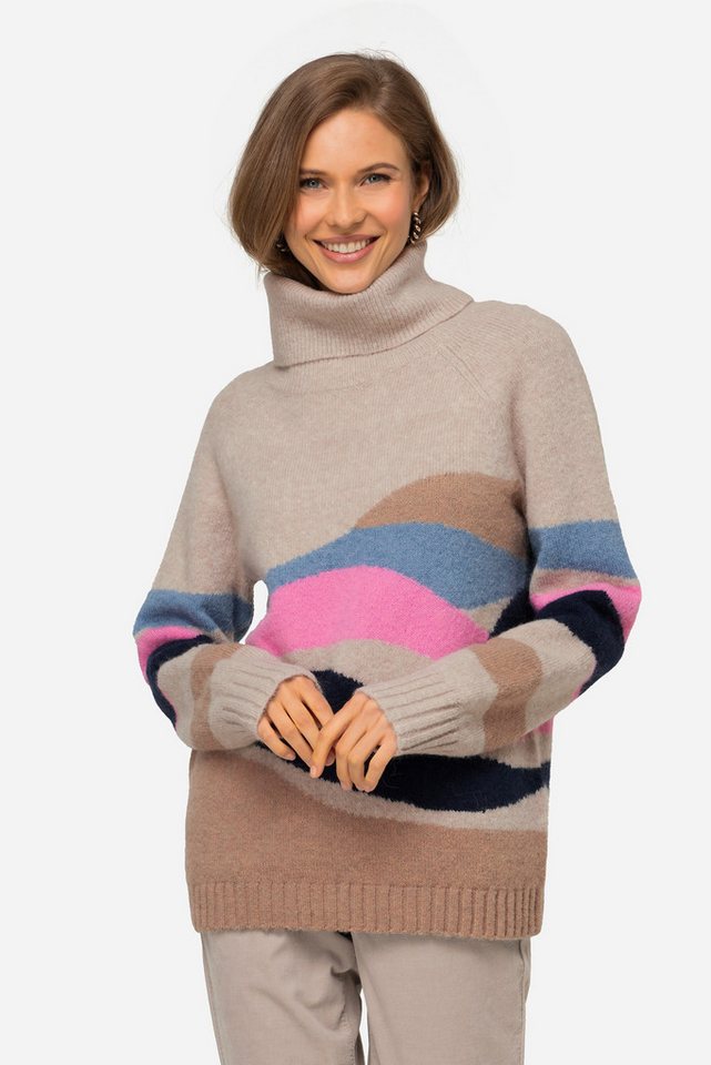 Laurasøn Rollkragenpullover Pullover Wellen-Muster Rollkragen Raglan-Langarm von Laurasøn