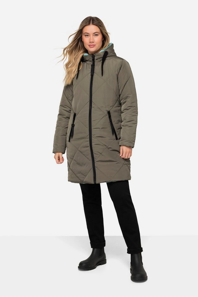 Laurasøn Steppjacke Wende Long-Steppjacke Kapuze 2-Wege-Zipper von Laurasøn