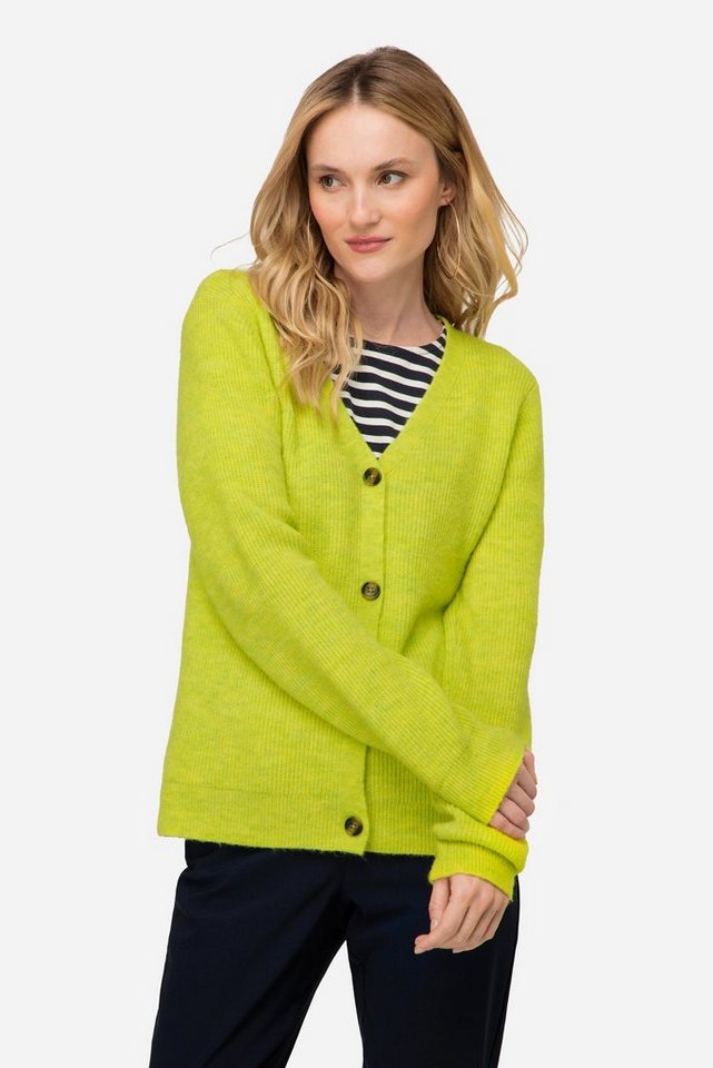 Laurasøn Strickjacke Strickjacke Melange-Strick V-Auschnitt Langarm von Laurasøn