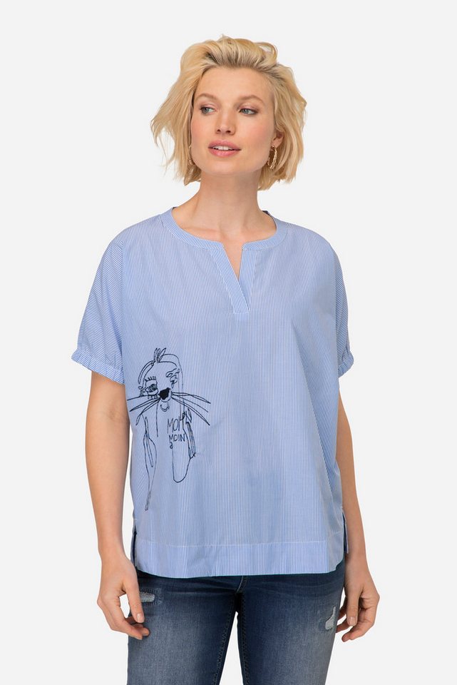 Laurasøn Druckbluse Streifenbluse oversized Robben Print Halbarm Laurasøn Druckbluse Streifenbluse oversized Robben Print Halbarm von Laurasøn