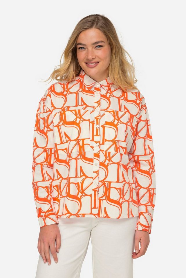 Laurasøn Hemdbluse Hemdbluse oversized XL-Writing-Print Langarm von Laurasøn