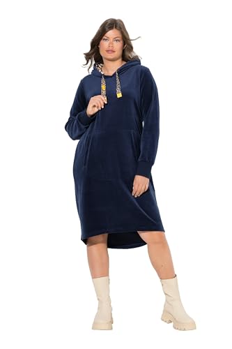 Laurasøn Kapuzenkleid, fein Cordoptik, Langarm Navyblau 52+ 841940124-52+ von Laurasøn