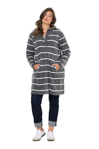 Laurasøn Lange Fleecejacke, Kapuze, Langarm grau Melange 48+ 835353123-48+ von Laurasøn