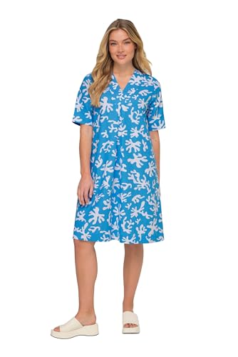 Laurasøn Leinenmix-Kleid, A-Line, V-Ausschnitt, Halbarm Mittelblau XXL 827280730-XXL von Laurasøn