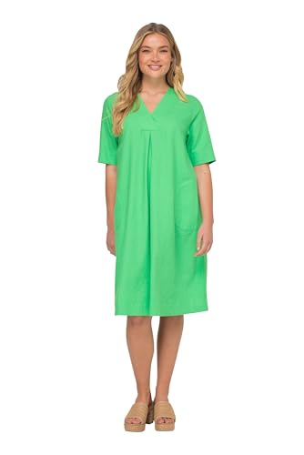 Laurasøn Leinenmix-Kleid, A-Line, V-Ausschnitt, Halbarm mintgrün XXL 829064437-XXL von Laurasøn
