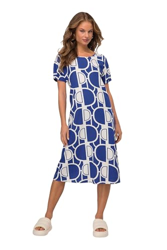 Laurasøn Leinenmix-Kleid, Wide Fit, elastischer Halbarm-Abschluss, Rundhals blauviolett S 819633736-S von Laurasøn