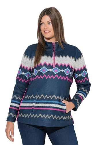 Laurasøn Norweger-Strick Fleece Pullover, Troyerkragen, Navyblau 56+ 842467124-56+ von Laurasøn
