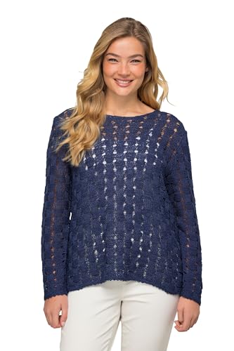 Laurasøn Pullover, Strukturstrick, Bändchengarn, Langarm Mittelblau XL 826525730-XL von Laurasøn