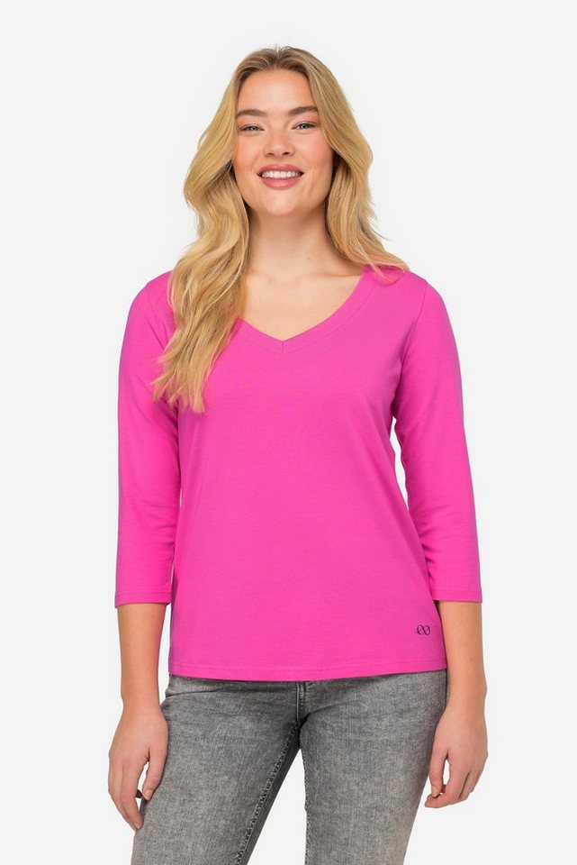 Laurasøn Rundhalsshirt Basic-Shirt V-Ausschnitt 3/4-Arm von Laurasøn