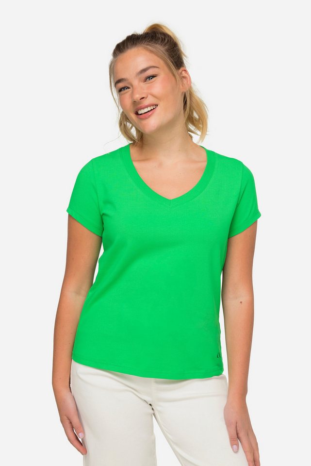 Laurasøn T-Shirt T-Shirt kleiner Knoten Print V-Ausschnitt Halbarm von Laurasøn