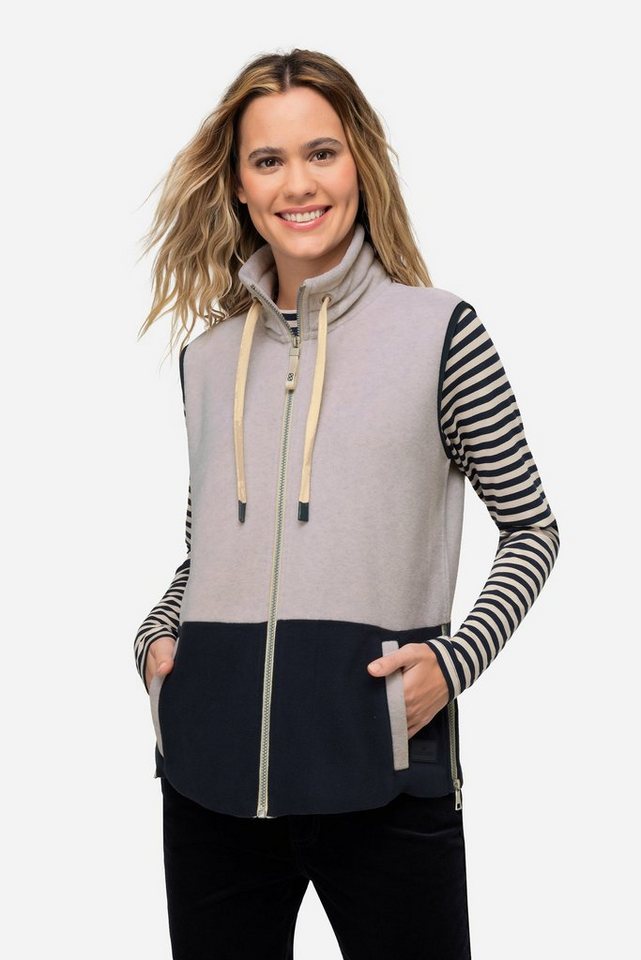 Laurasøn Steppweste Weste Fleece Colorblocking Stehkragen Seitenzipper von Laurasøn