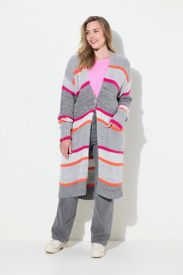 Laurasøn Strickjacke Long Strickjacke Knopfverschluss Langarm Taschen von Laurasøn