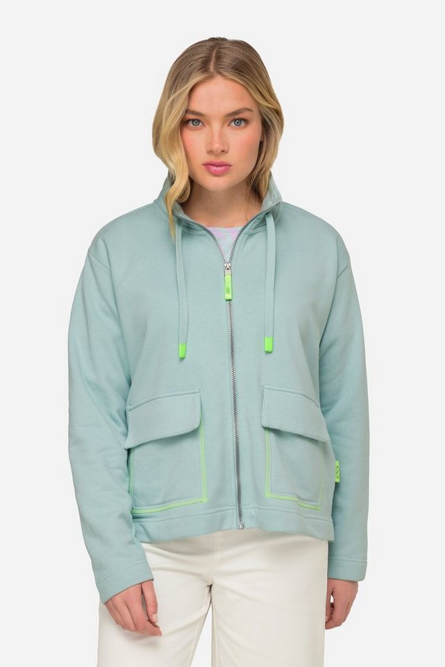 Laurasøn Sweatjacke Sweatjacke Stehkragen Rücken-Print Zipper OEKO-TEX von Laurasøn