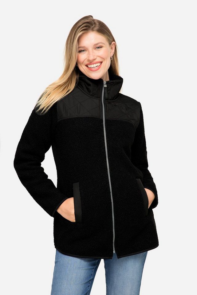 Laurasøn Sweatjacke Teddyjacke Stepp-Einsätze Stehkragen Zipper von Laurasøn