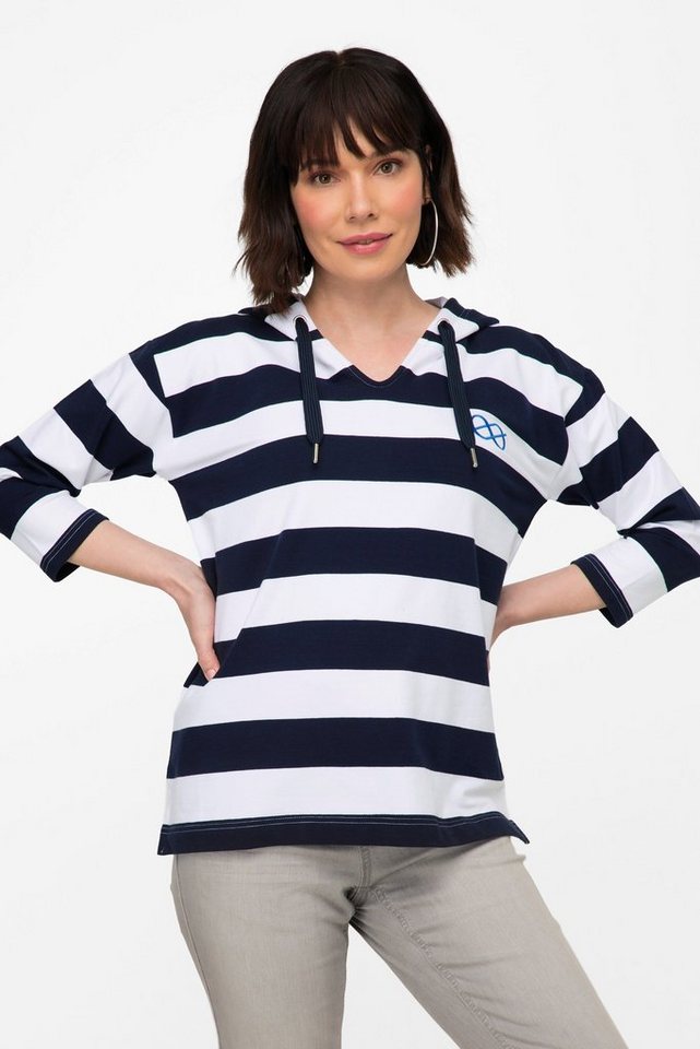 Laurasøn Sweatshirt Hoodie Blockstreifen Kapuze 3/4-Ärmel Laurasøn Sweatshirt Hoodie Blockstreifen Kapuze 3/4-Ärmel von Laurasøn