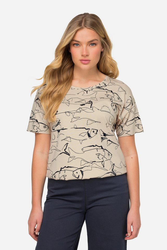 Laurasøn T-Shirt T-Shirt oversized Fische-Print Rundhals OEKO-TEX von Laurasøn