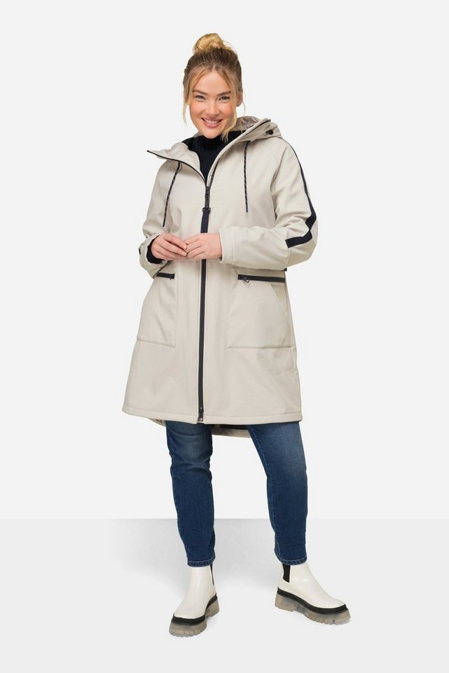 Laurasøn Wintermantel Softshell-Mantel Kapuze 2-Wege-Zipper Zipptaschen von Laurasøn