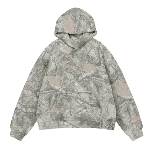 Camouflage-Kapuzenpullover für Damen und Herren, Y2K, übergroßes Camouflage-Muster, Street-Sweatshirt, Pullover mit Taschen, Camo 11, L von LaurelTree