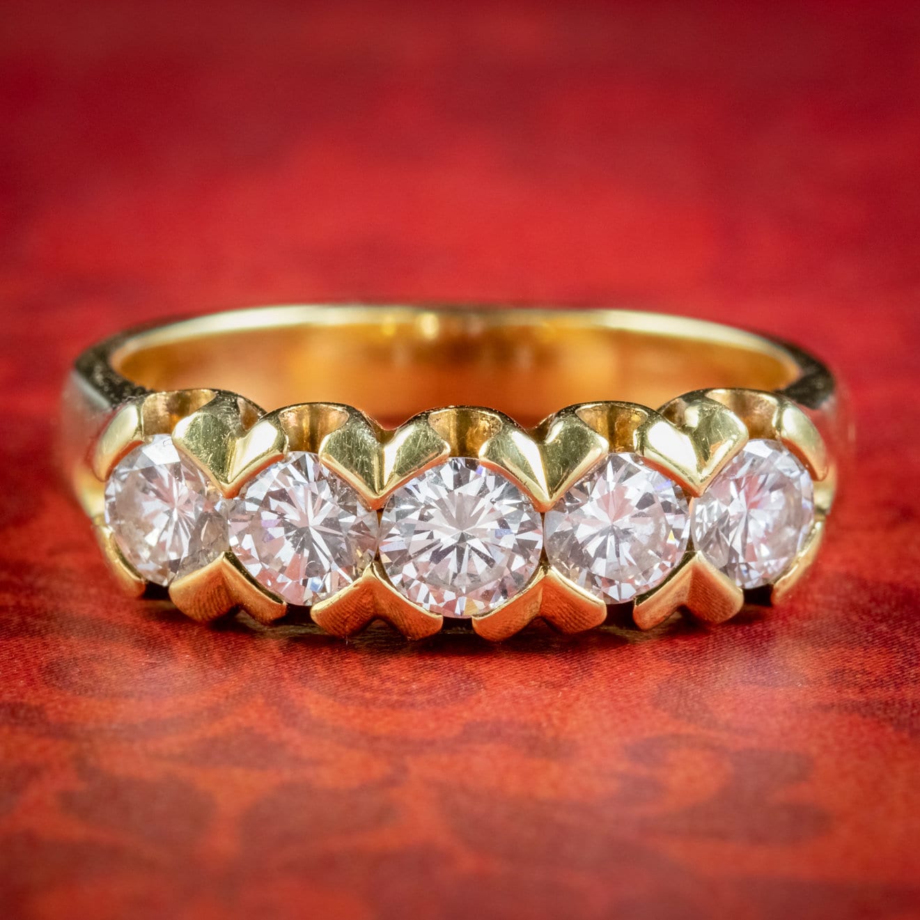 Antik Edwardian Fünf Stein Diamant Ring 1.20Ct Um 1915 von LaurelleLtd