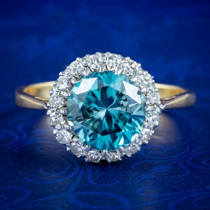 Antike Edwardian Blau Zirkon Diamant Ring 3.2Ct von LaurelleLtd