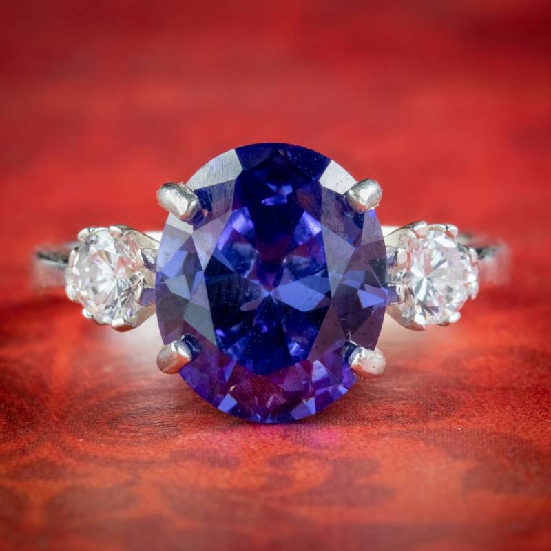 Edwardian Style Cz Tansanit Trilogie Ring Silber von LaurelleLtd
