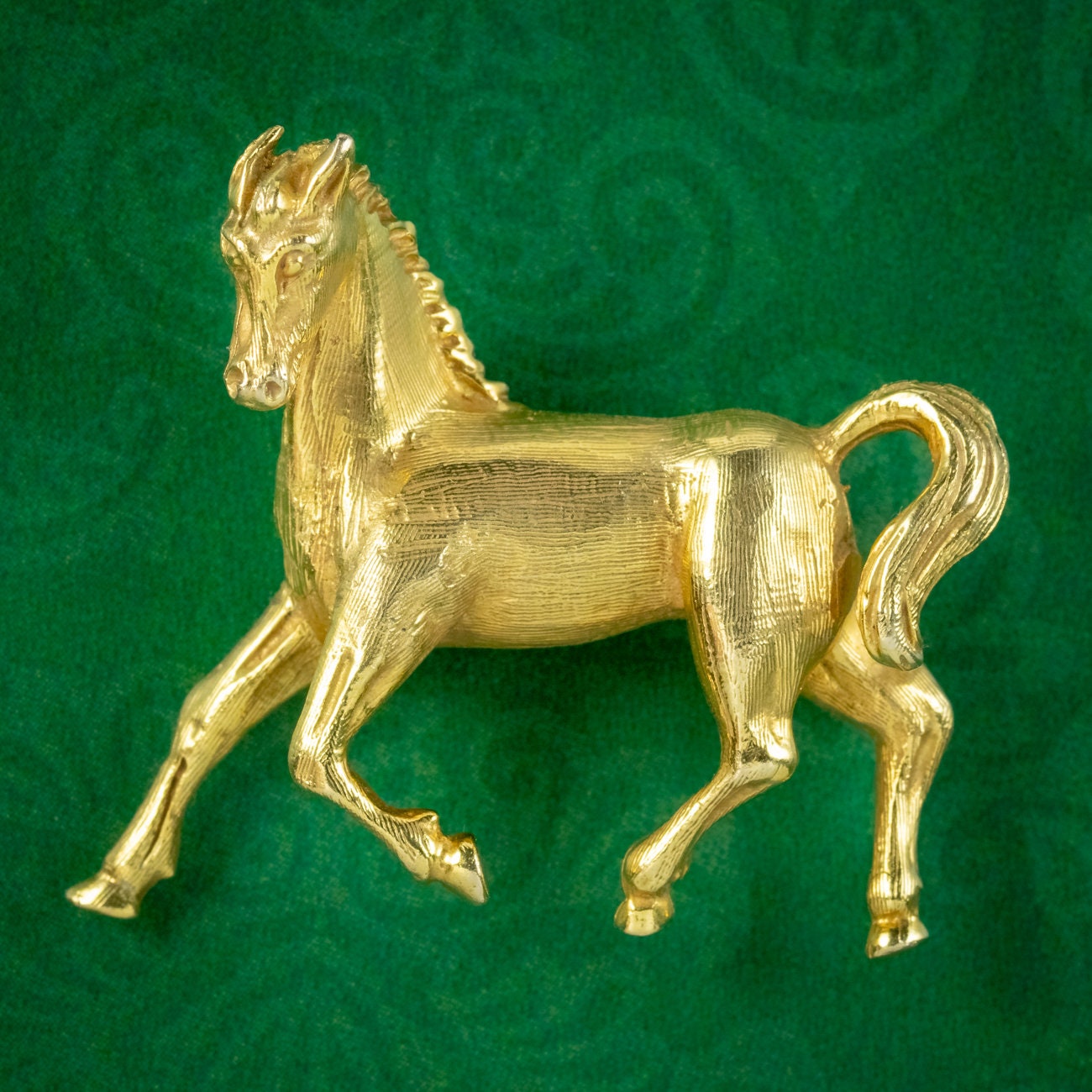 Vintage Pferd Brosche 9Ct Gold Datiert 1989 von LaurelleLtd