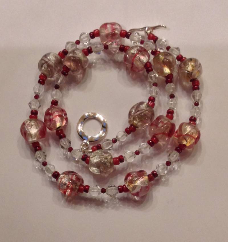 Vintage Cranberry, Gold Und Silber Halskette Vintage Cranberry, Gold Und Silber Halskette von LaurelsBasket
