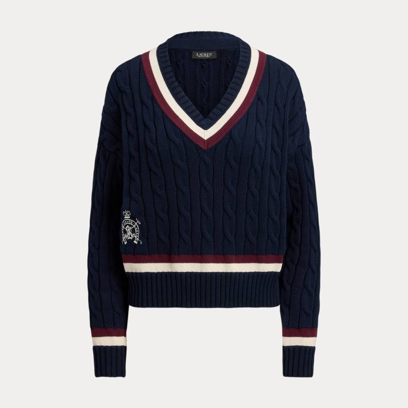 Kurzgrößen - Baumwoll-Cricketpullover mit Zopfmuster von Lauren Petite