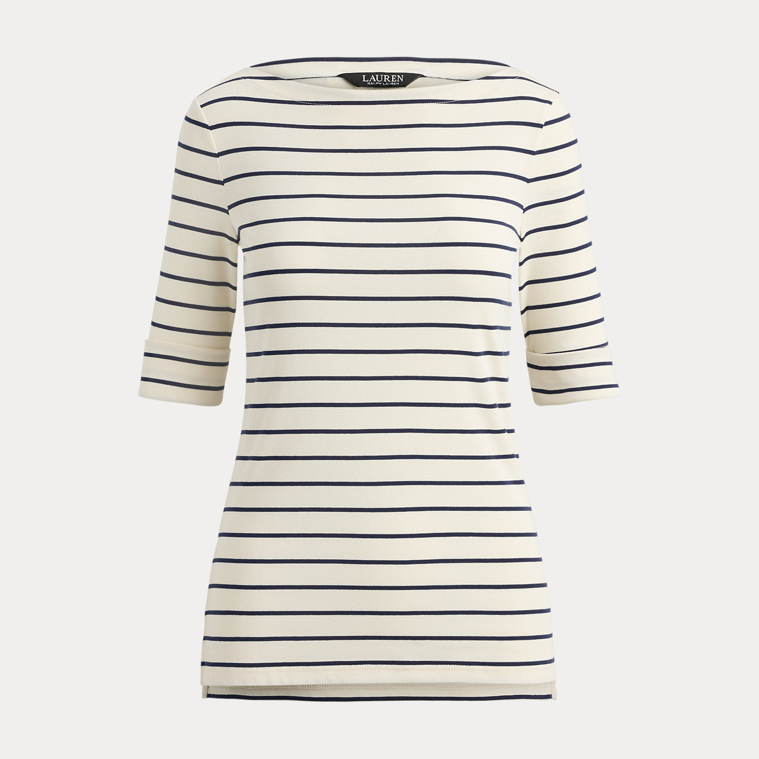 Kurzgrößen - Baumwoll-T-Shirt mit U-Boot-Ausschnitt Kurzgrößen - Baumwoll-T-Shirt mit U-Boot-Ausschnitt von Lauren Petite