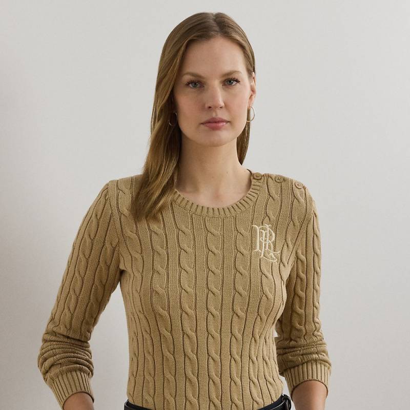 Kurzgrößen - Baumwollpullover mit Zopfmuster von Lauren Petite