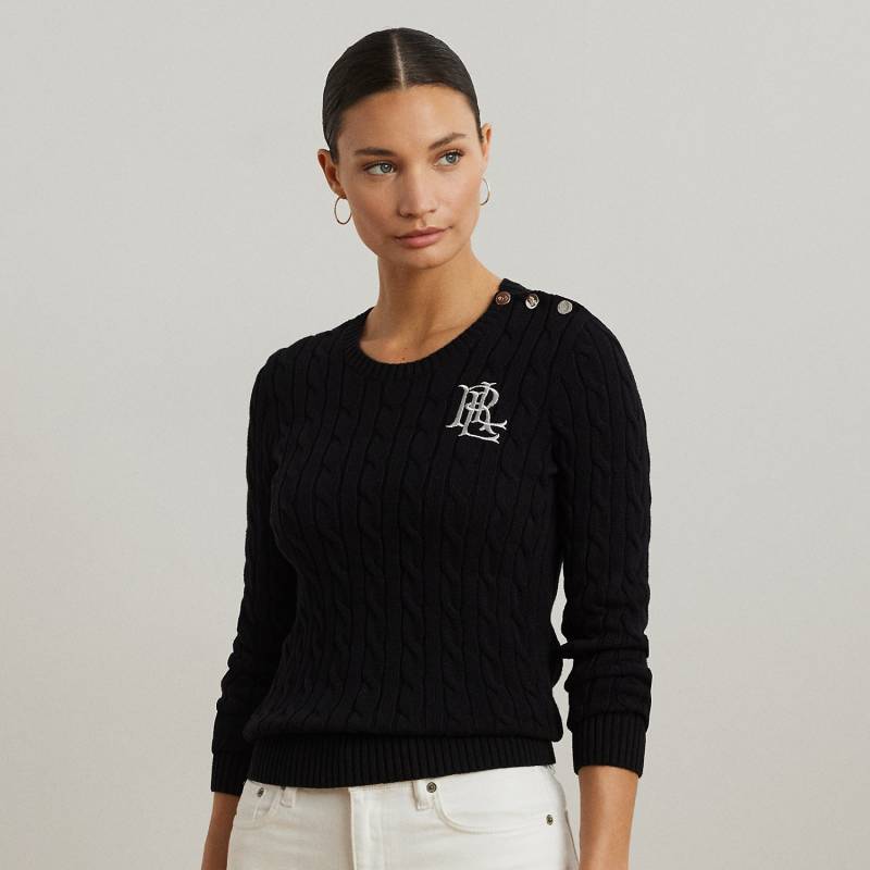 Kurzgrößen - Baumwollpullover mit Zopfmuster von Lauren Petite