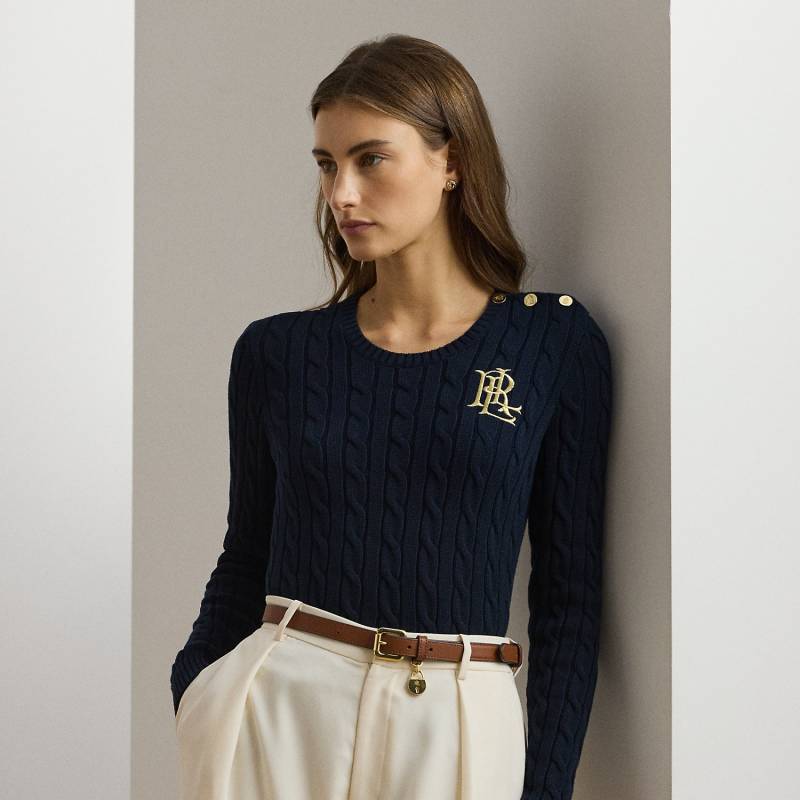 Kurzgrößen - Baumwollpullover mit Zopfmuster von Lauren Petite