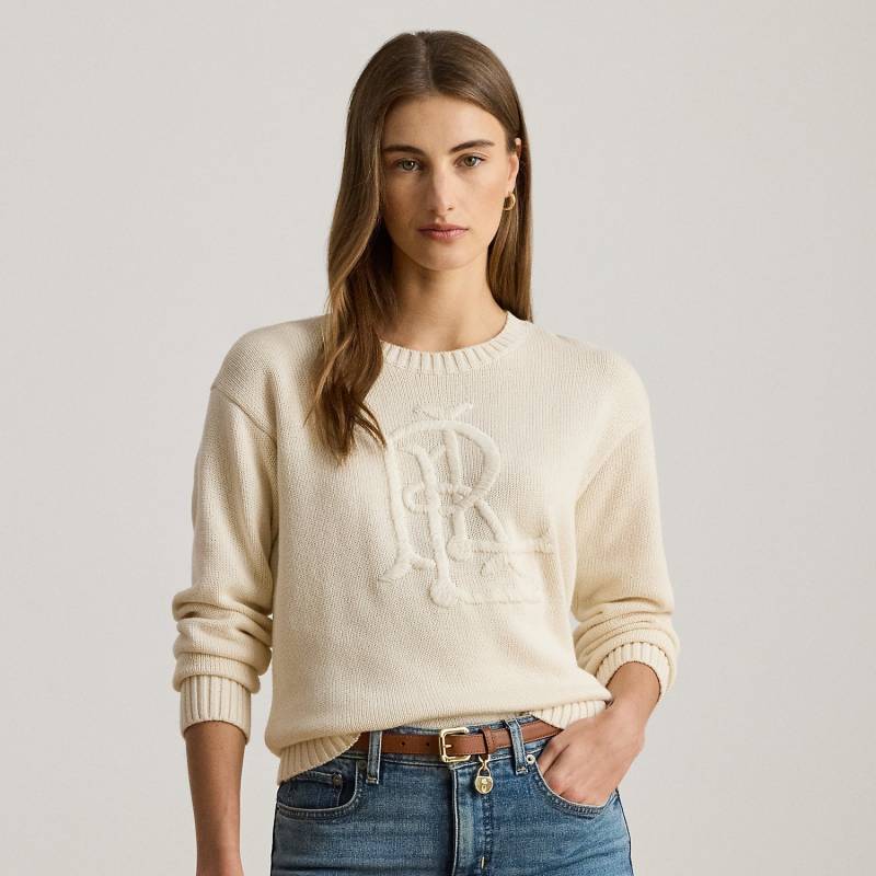 Kurzgrößen - Baumwollpullover mit gesticktem Logo von Lauren Petite