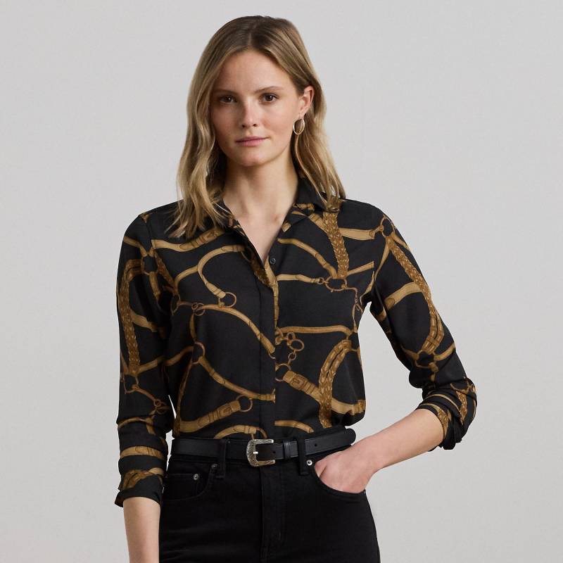 Kurzgrößen - Classic-Fit Crêpe-Hemd mit Gürteldruck von Lauren Petite