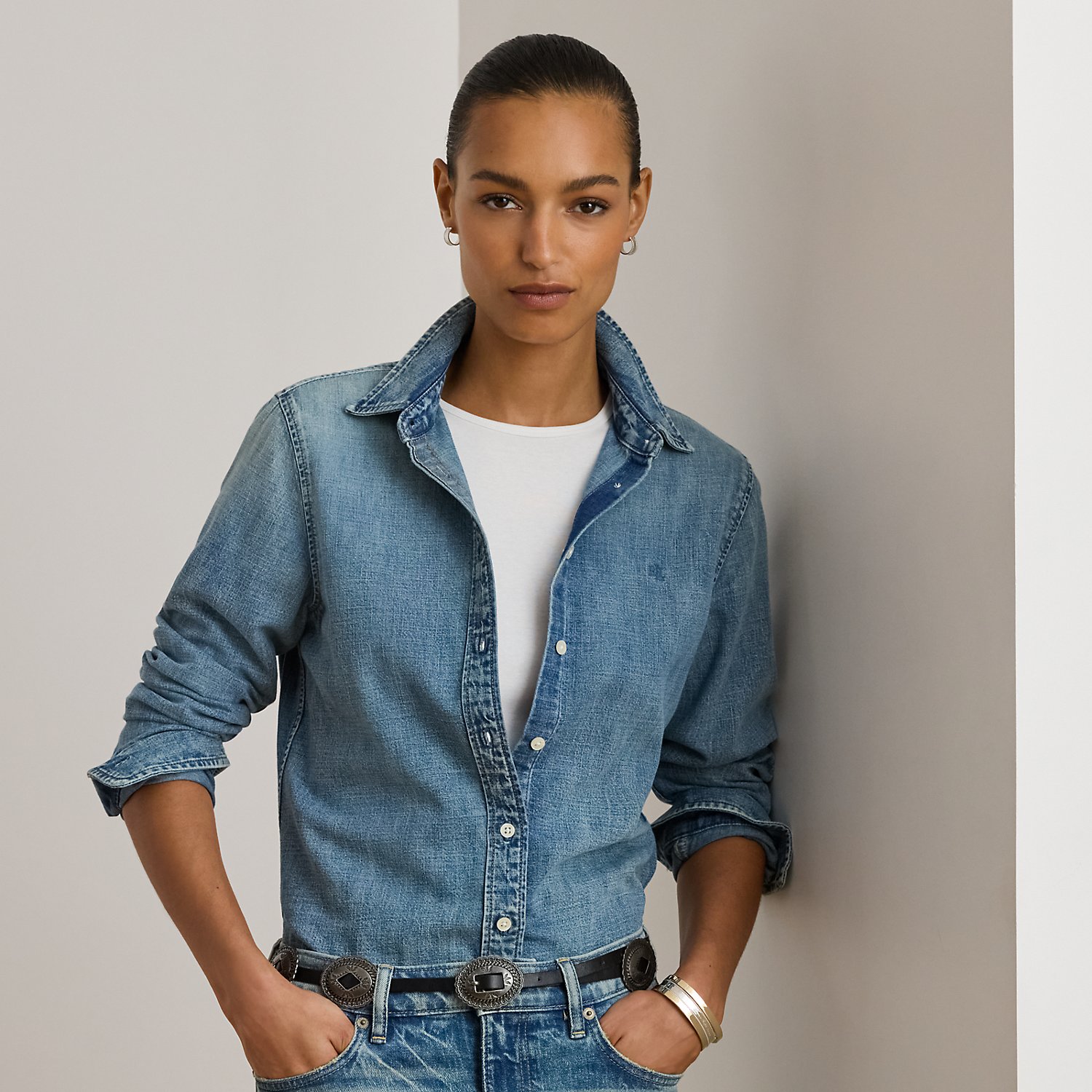 Kurzgrößen - Classic-Fit Jeanshemd von Lauren Petite