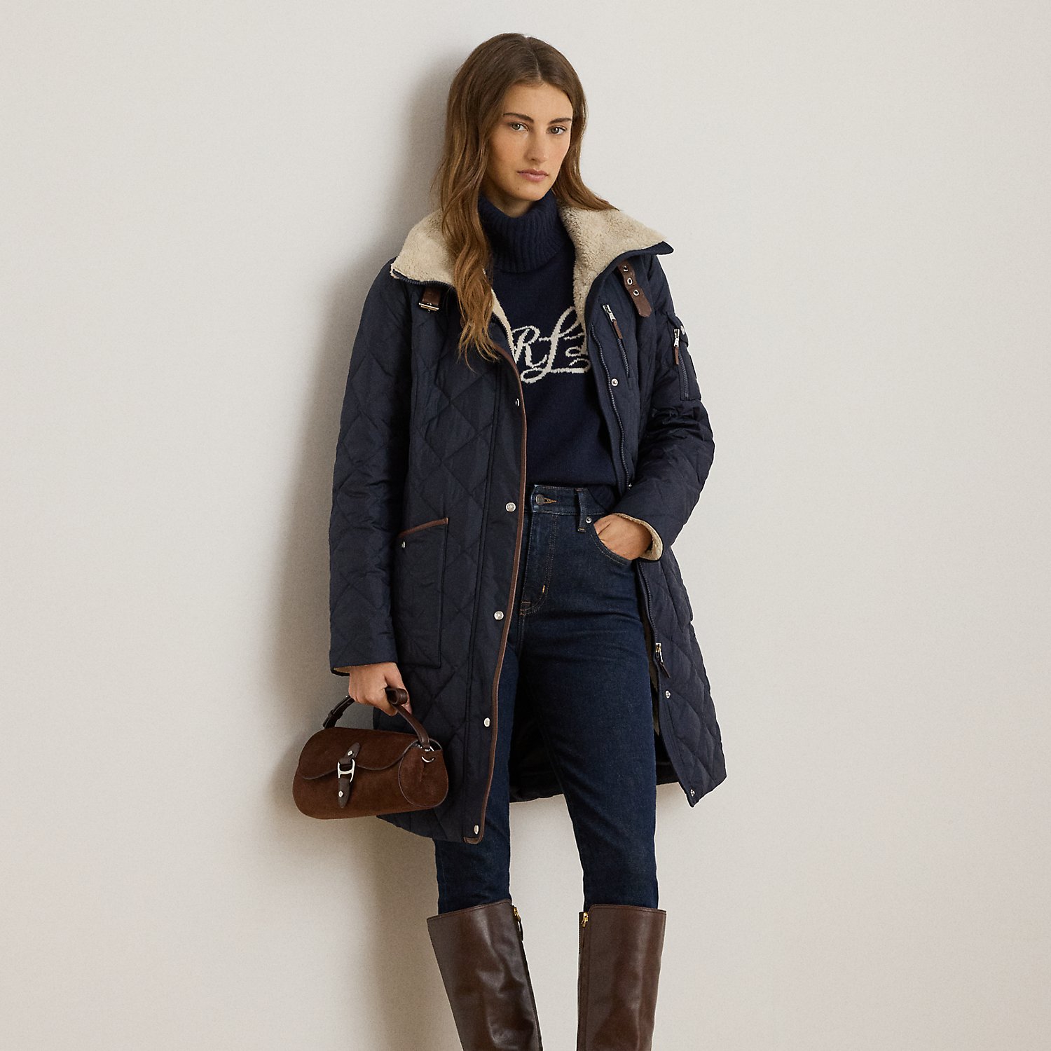 Kurzgrößen - Daunenmantel mit Rautensteppung von Lauren Petite