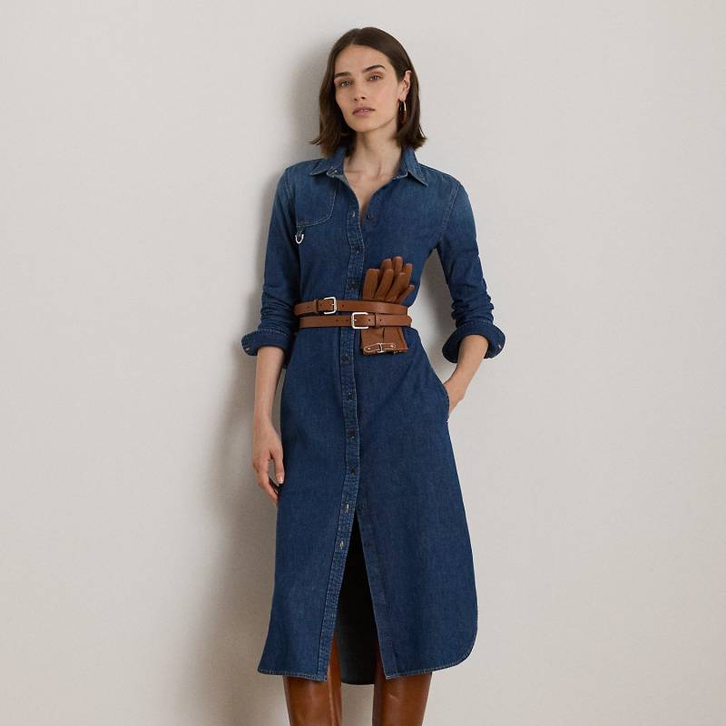 Kurzgrößen - Denim-Hemdkleid mit Gürtel und Anhänger von Lauren Petite