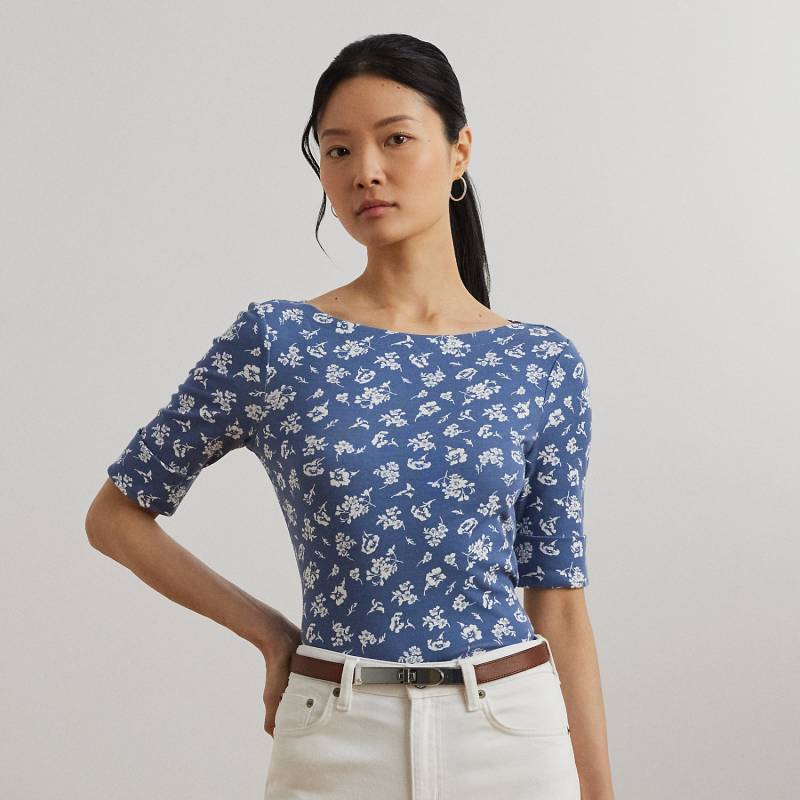Kurzgrößen - Geblümtes T-Shirt mit U-Boot-Ausschnitt von Lauren Petite