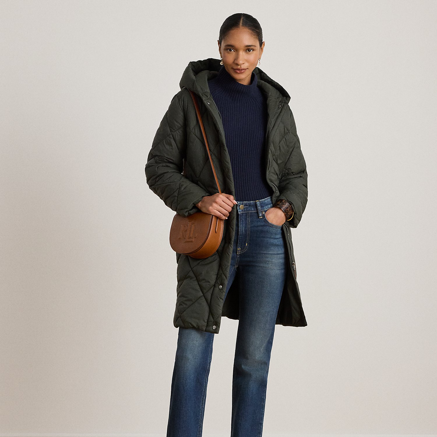 Kurzgrößen - Gesteppter Daunenmantel mit Kapuze von Lauren Petite