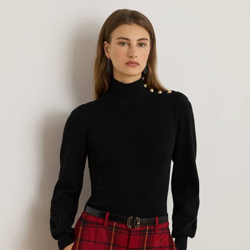 Kurzgrößen - Halbrollkragenpullover mit Knopfbesatz von Lauren Petite