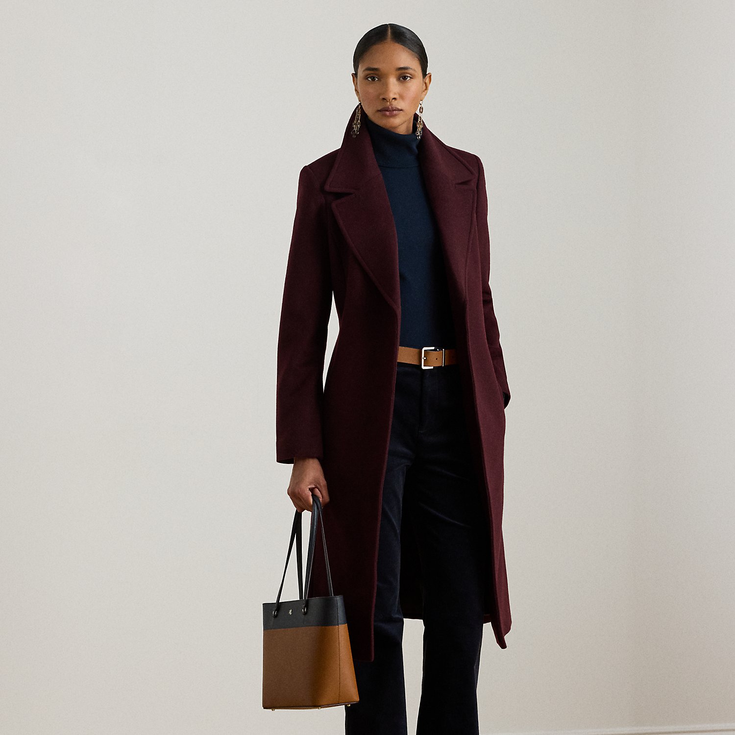 Kurzgrößen - Mantel mit Bindegürtel von Lauren Petite