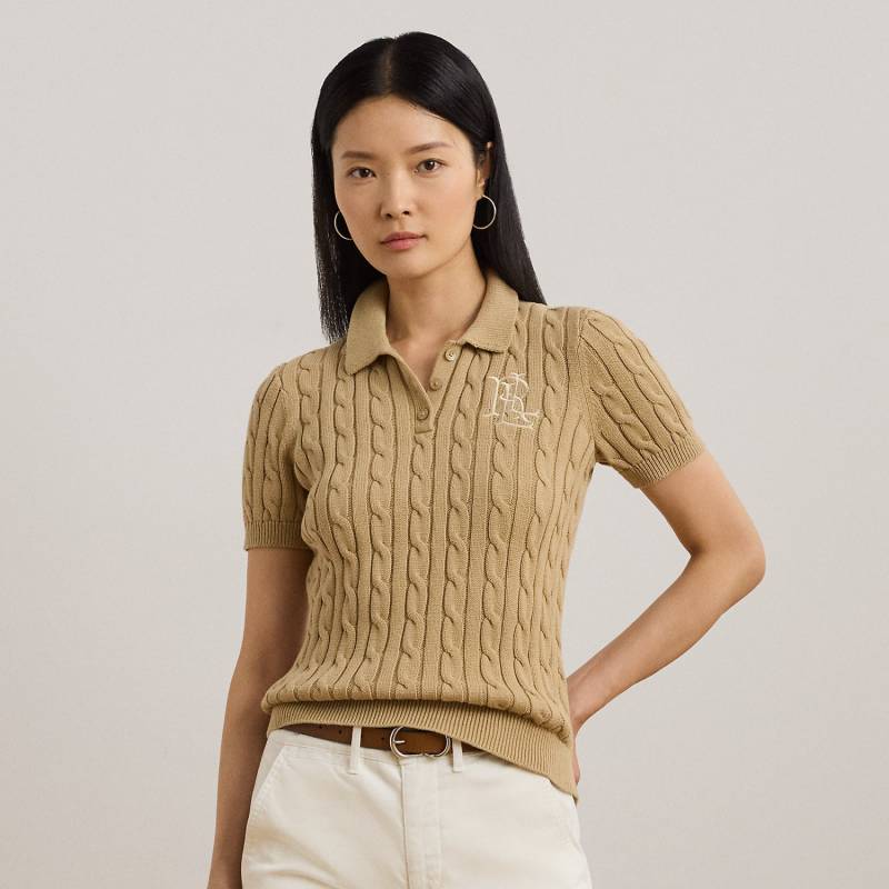 Kurzgrößen - Polo-Pullover mit Zopfmuster von Lauren Petite