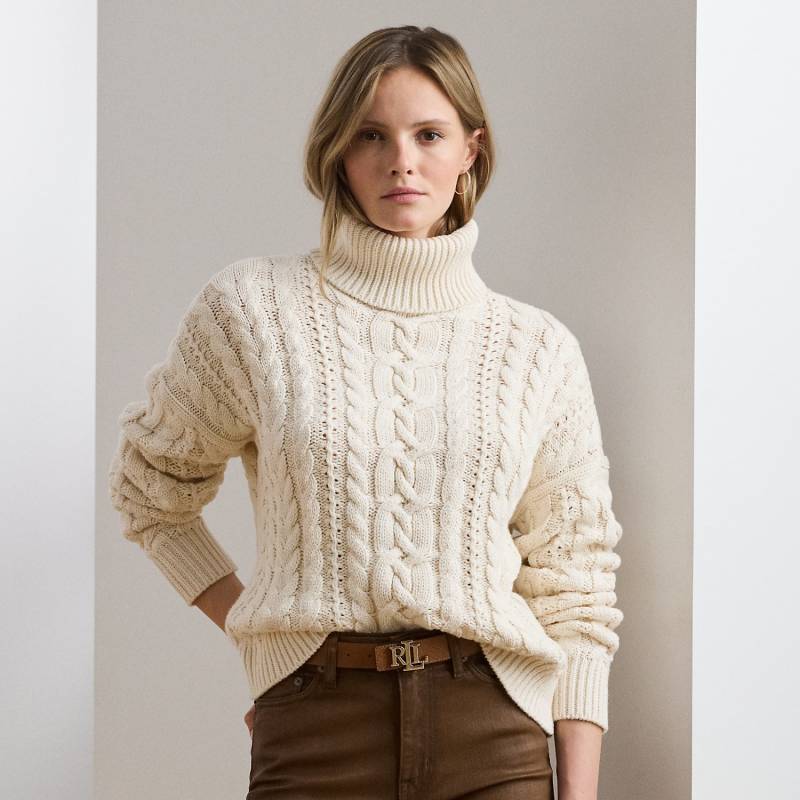 Kurzgrößen - Rollkragenpullover mit Zopfmuster von Lauren Petite