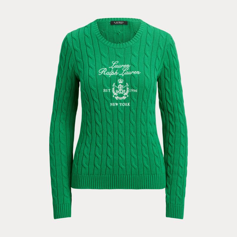 Kurzgrößen - Zopfmusterpullover mit gesticktem Wappen von Lauren Petite